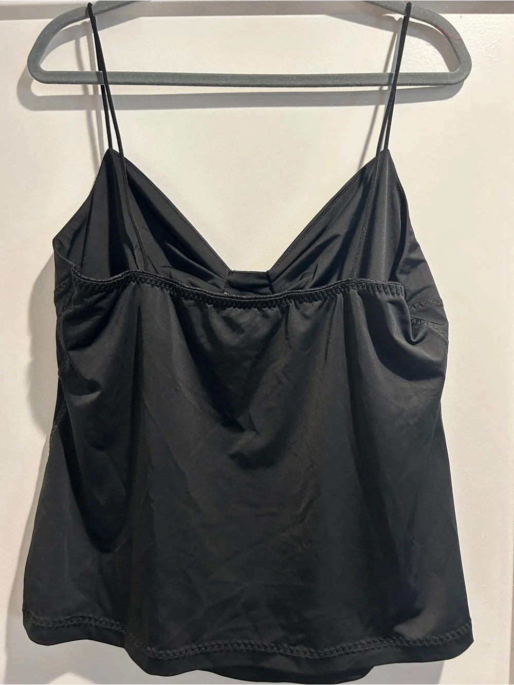 Free People Black Satin Spaghetti-Strap Tank